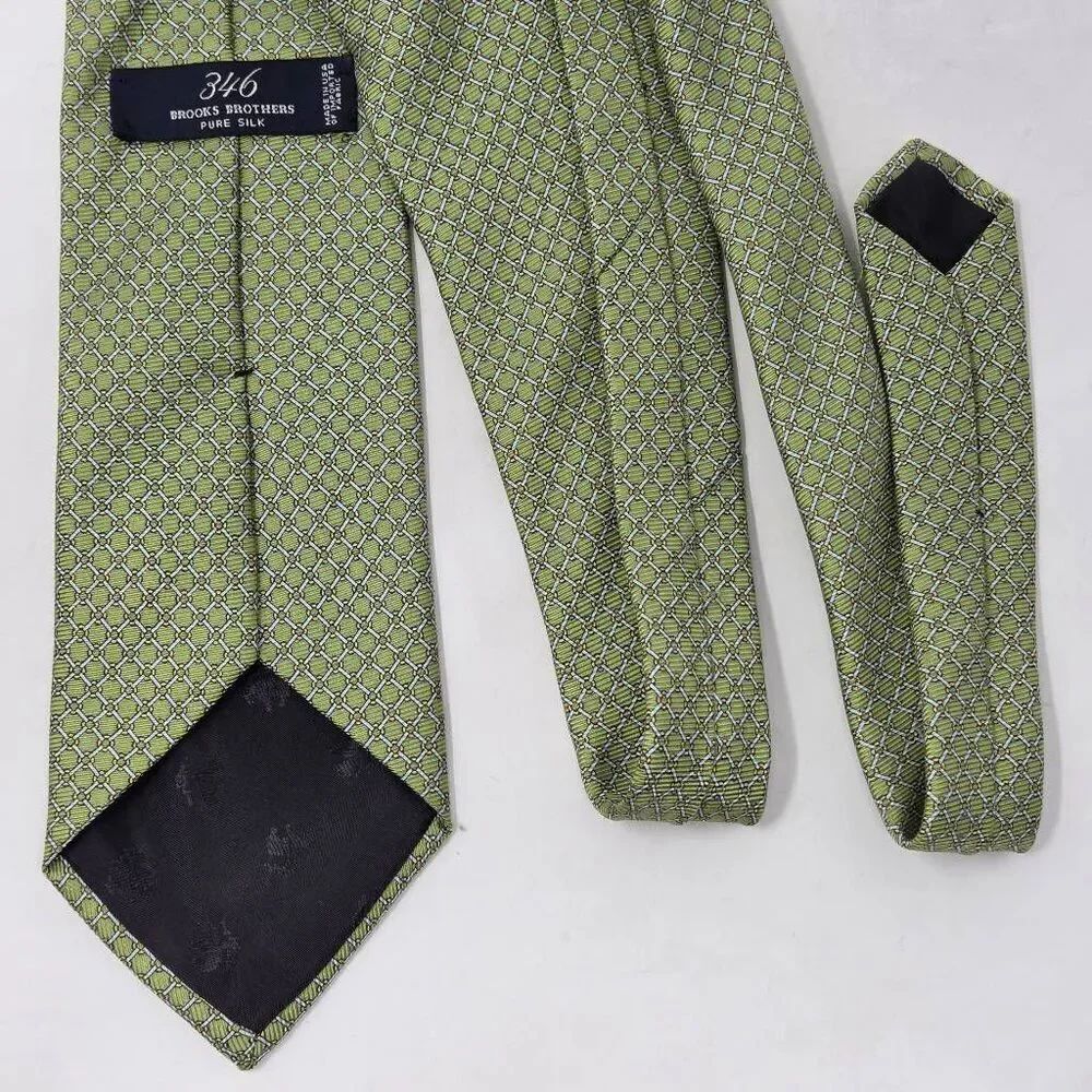 BROOKS BROTHERS 346 SILK TIE GREEN BLUE NAUTICAL PLAID LUXURY 3.75" X 60"